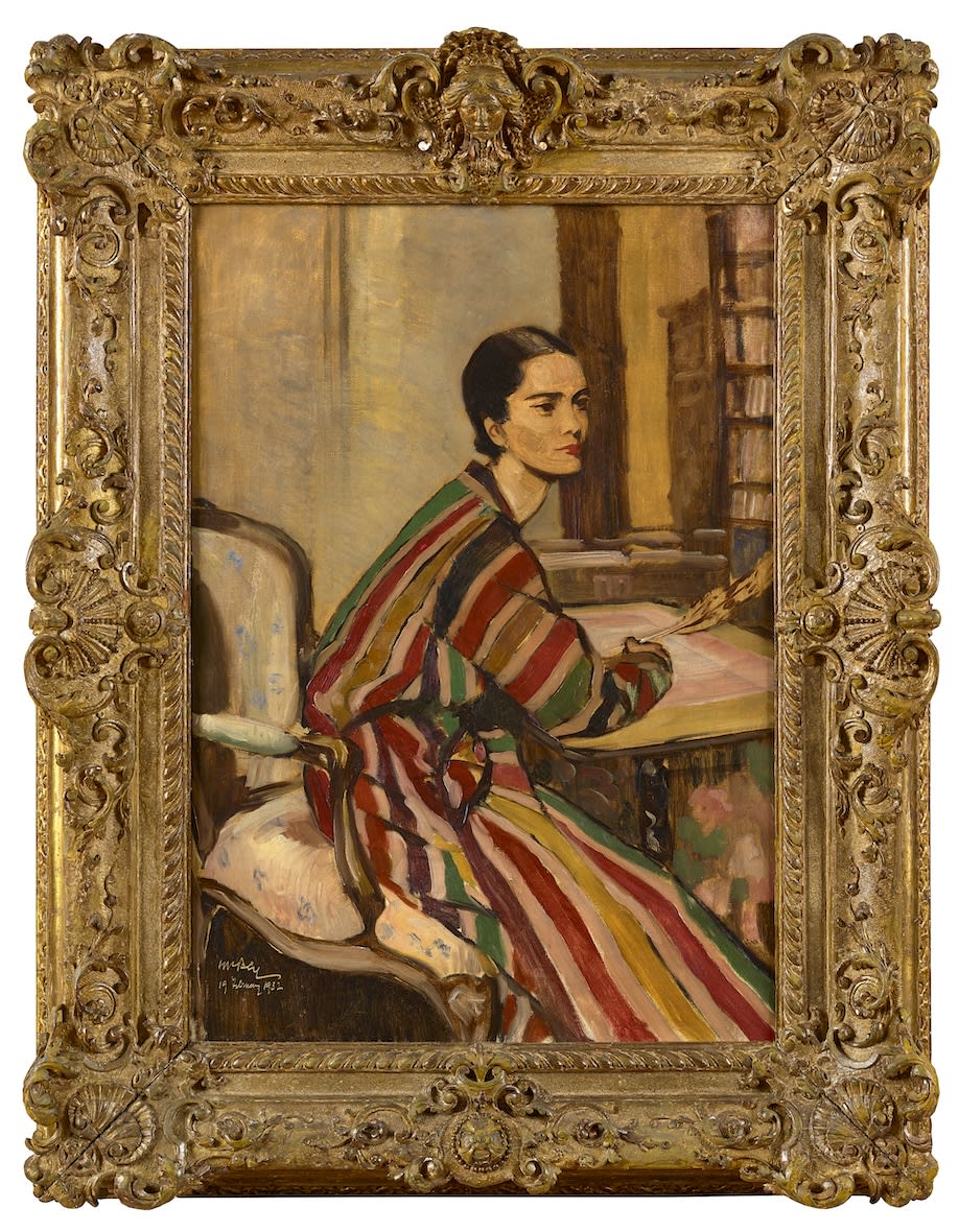 James McBey, Marguerite McBey in a Striped Robe, 1932