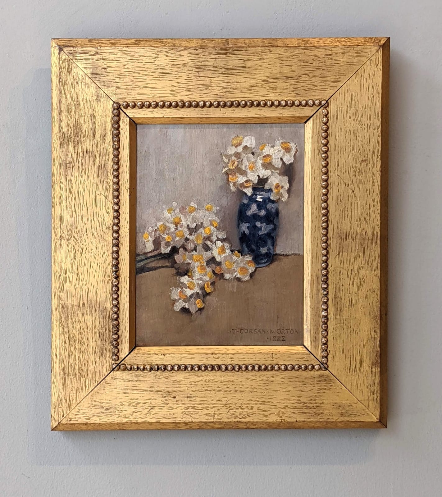 Thomas Corsan Morton, Narcissi in a Blue and White Vase, 1888