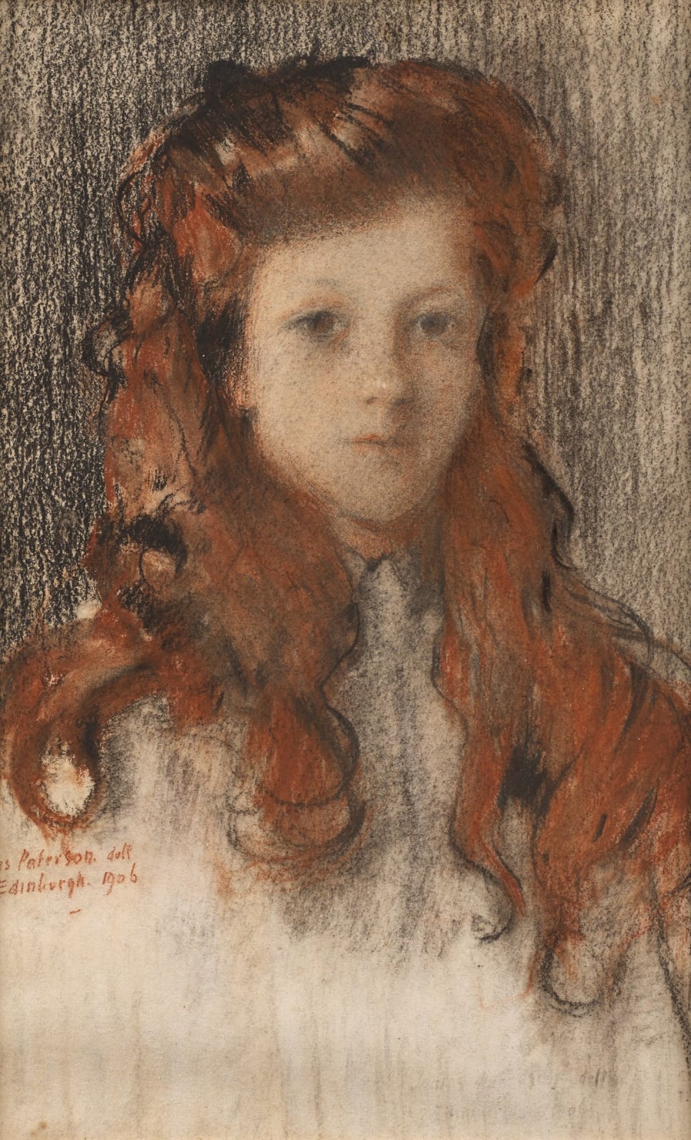 James Paterson RSA RSW, Portrait of a girl with red hair, 1906