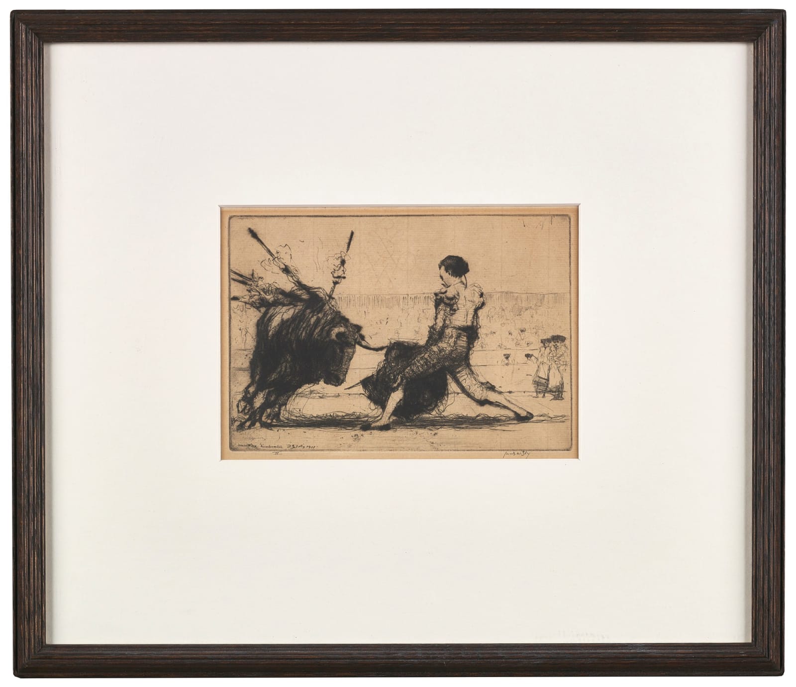 James McBey, A Fierce Bull, 1911