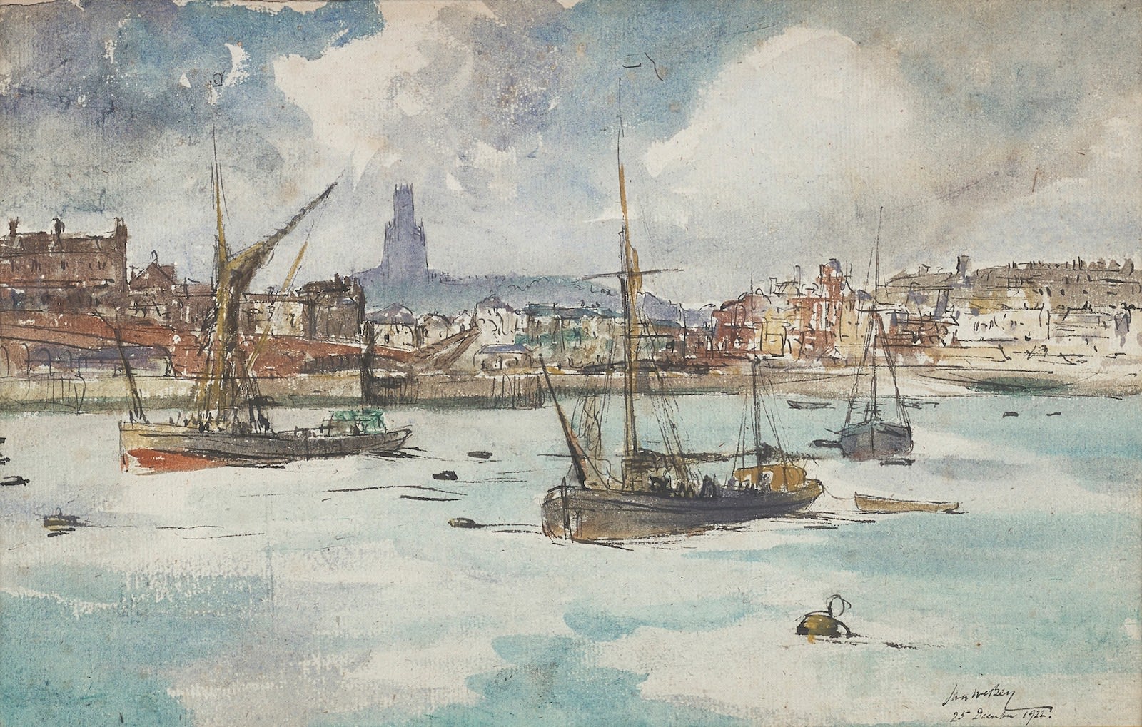 James McBey, Ramsgate Harbour, 1922