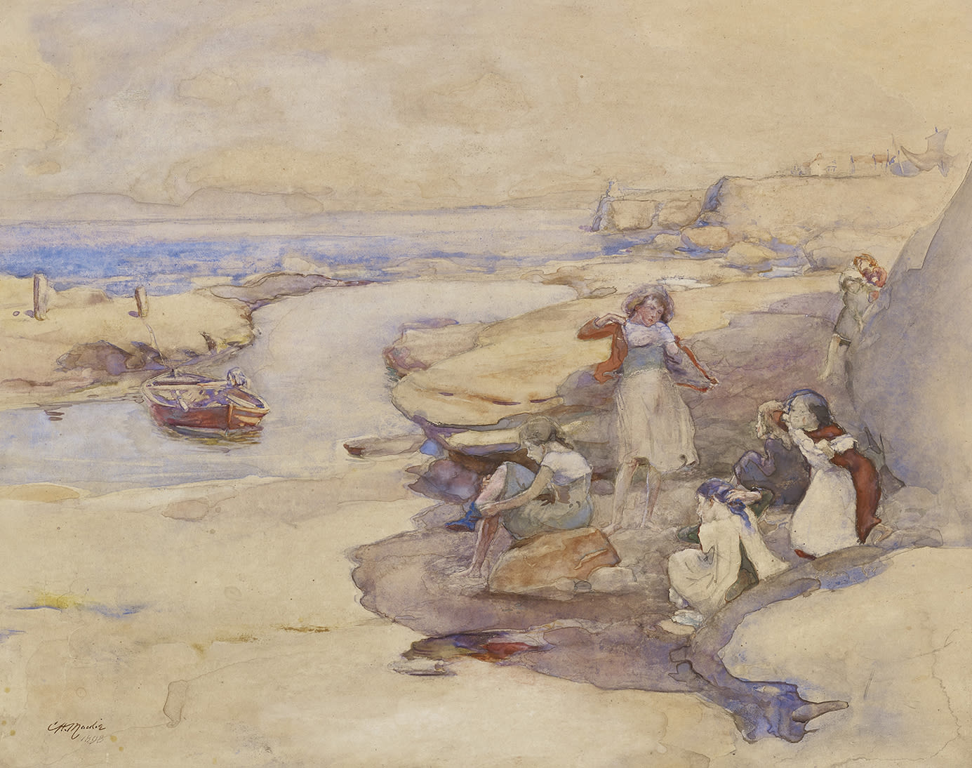Charles Hodge Mackie RSA RSW, Children playing on the beach, 1898