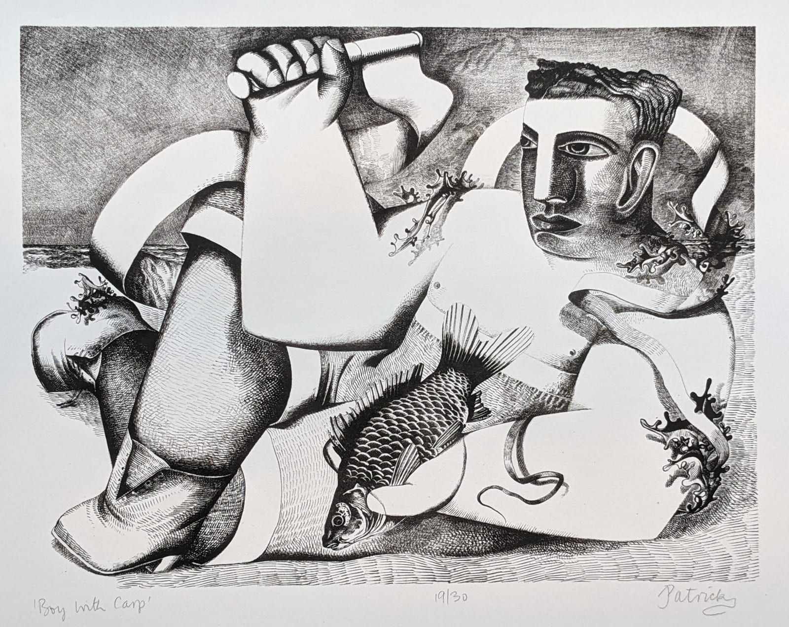 John Byrne RSA, Boy with Carp, 1994