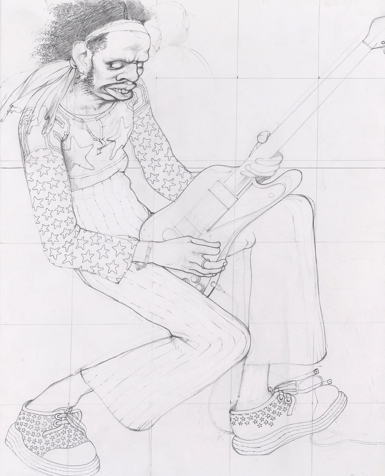John Byrne RSA, Guitar Player, c.1971