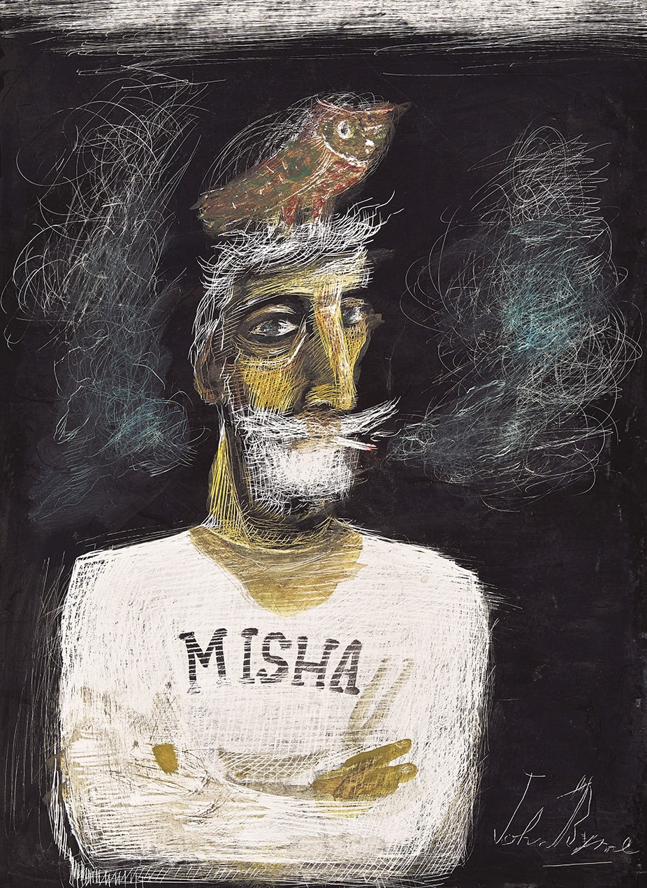John Byrne RSA, Self Portrait in 'Misha' t-shirt, 2019