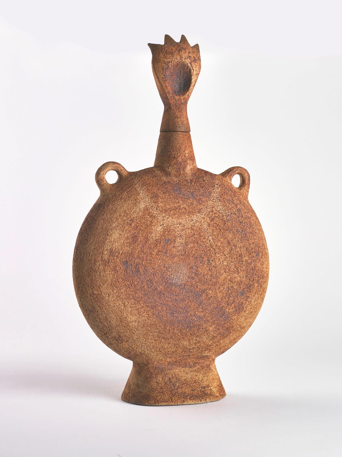 Waistel Cooper, Large moon-flask with figure-head stopper, 1960s-1970