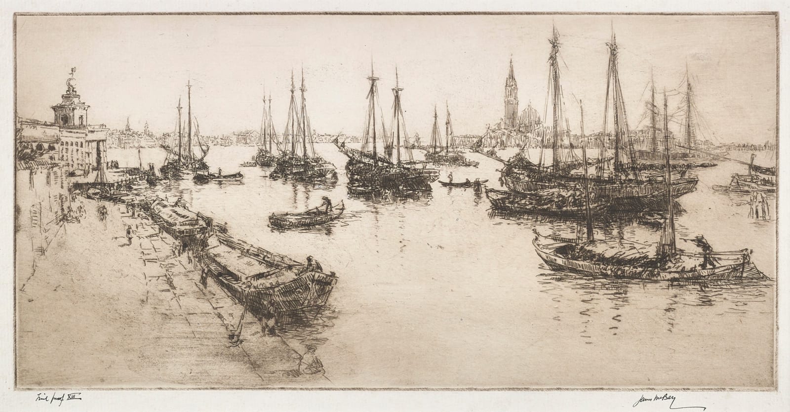 James McBey, Shipping in the Giudecca Canal, 1930