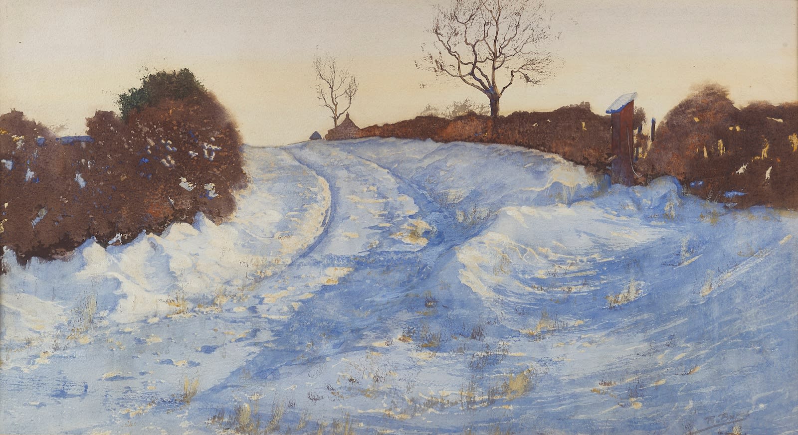 Robert Burns ARSA, A country path in winter