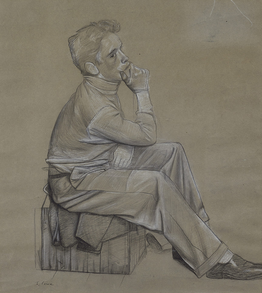 James Cowie RSA, Portrait of Waistel Cooper (Study for 'An Outdoor School of Painting'), 1938