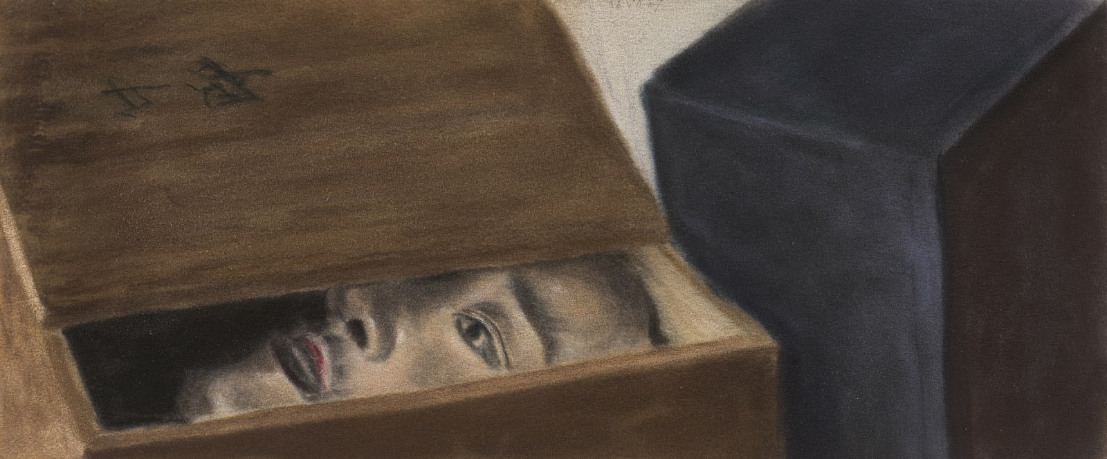 Avigdor Arikha, Noh mask and boxes, 1987