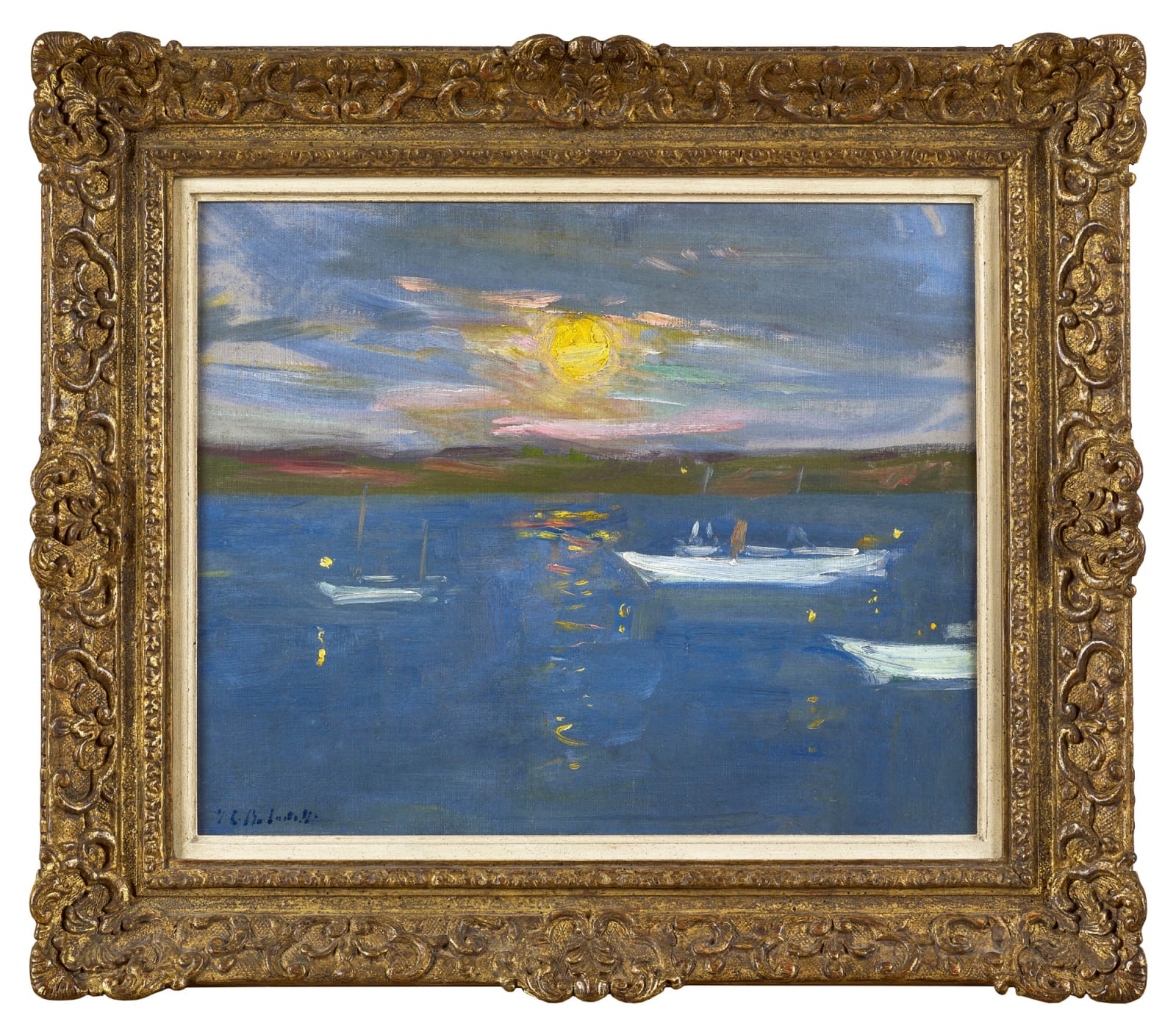 Francis Campbell Boileau Cadell RSA RSW, Harvest Moon - Yachts on Iona Sound
