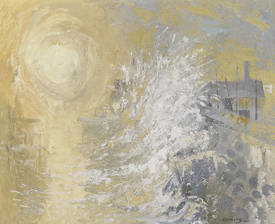 Ian Fleming RSA RSW, Wave at sunset, 1969