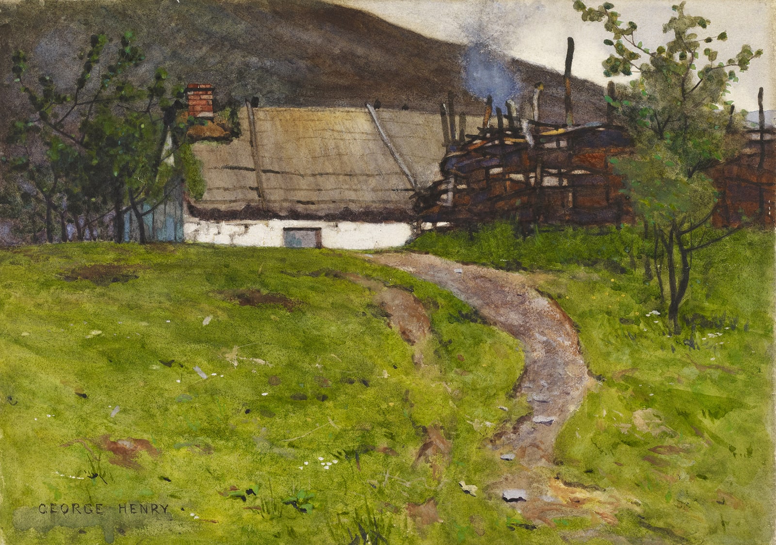 George Henry RA RSA RSW, The White Cottage, 1881