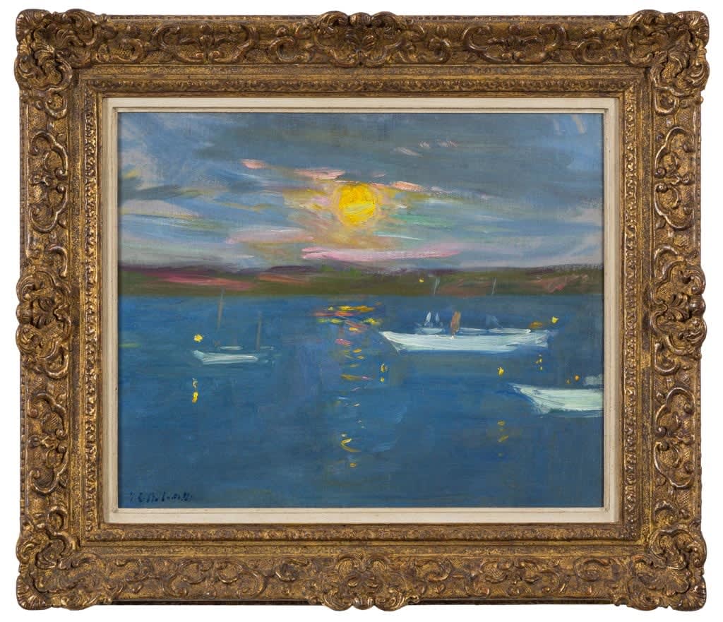 Francis Campbell Boileau Cadell RSA RSW, Harvest Moon - Yachts on Iona Sound