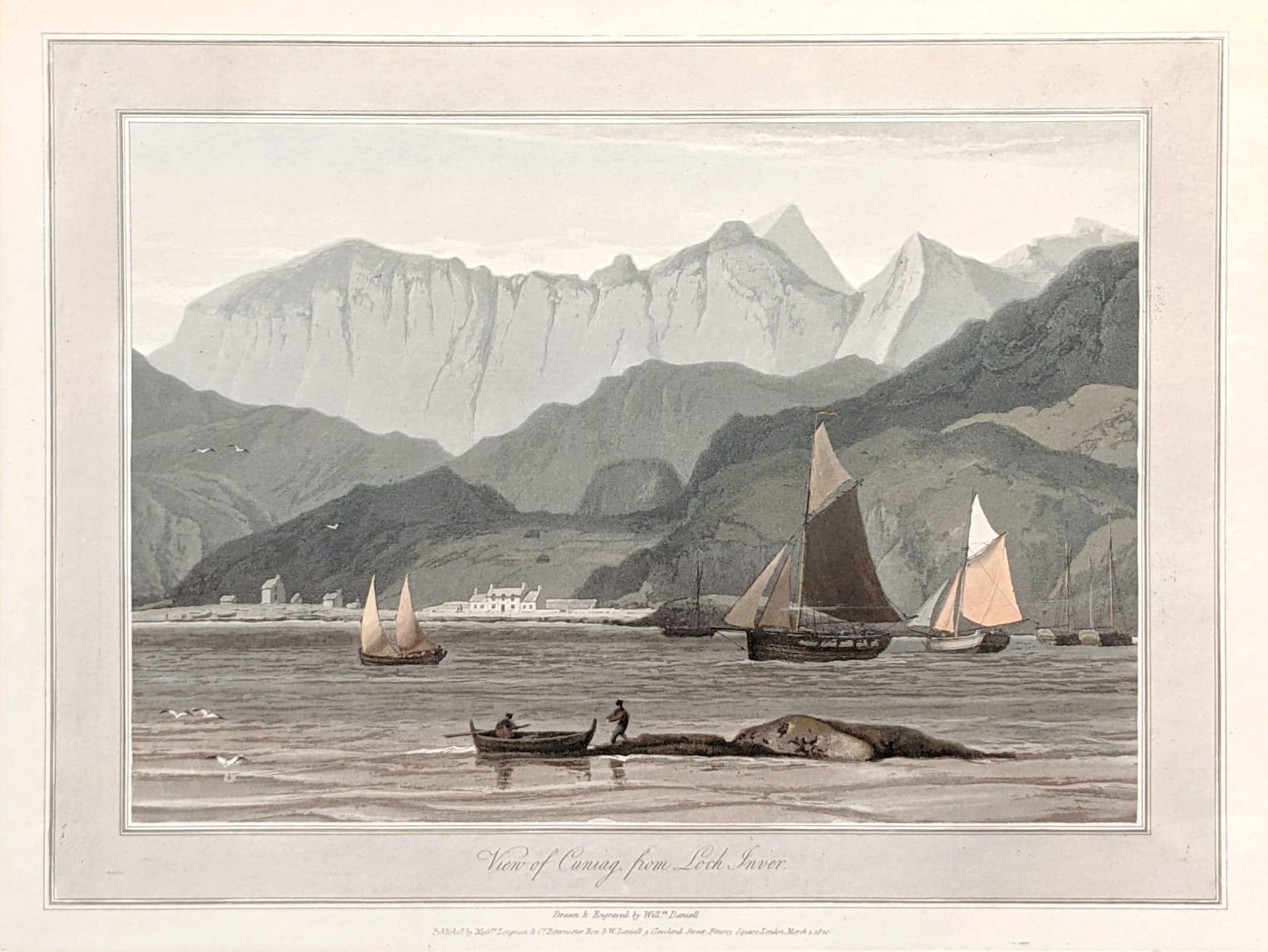 William Daniell RA, View of Cuniag from Loch Inver, 1820