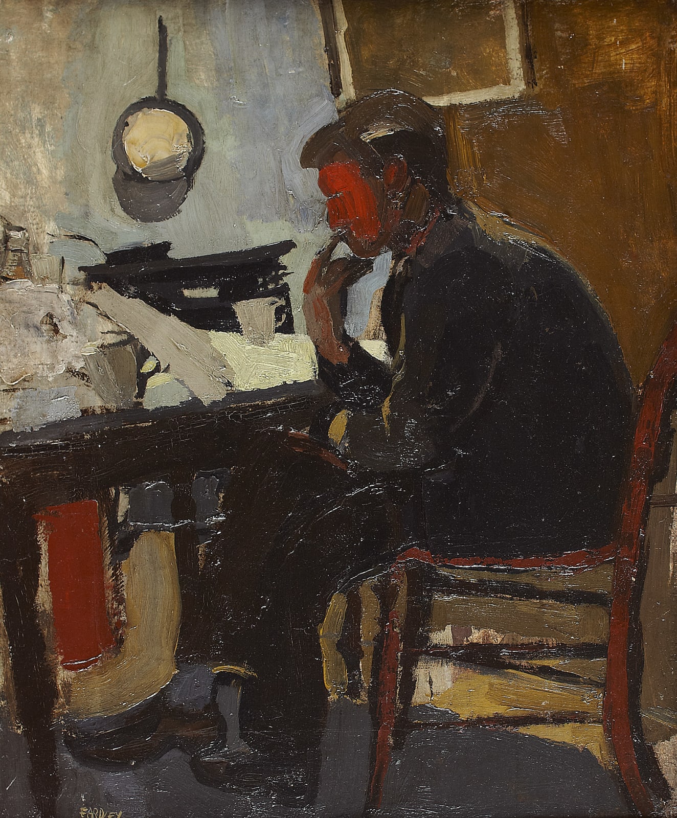 Joan Eardley RSA, Reading at Supper, 1957