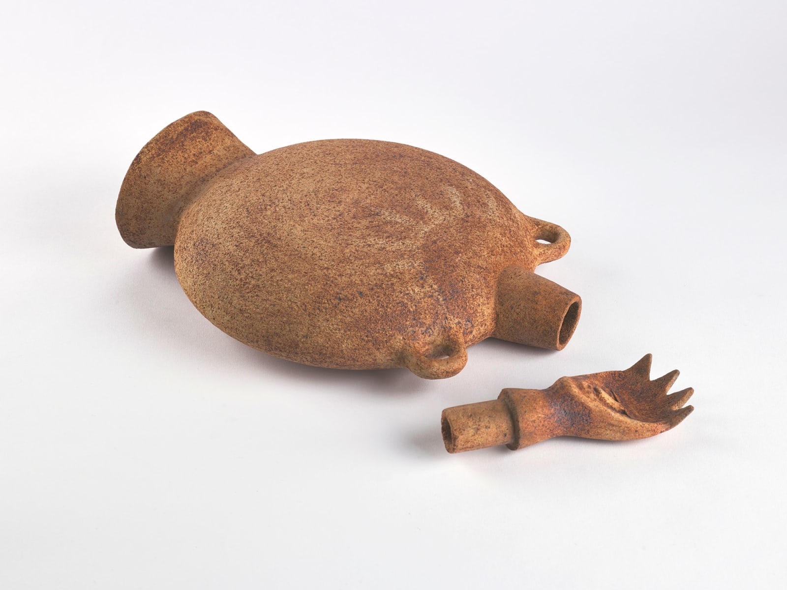 Waistel Cooper, Large moon-flask with figure-head stopper, 1960s-1970
