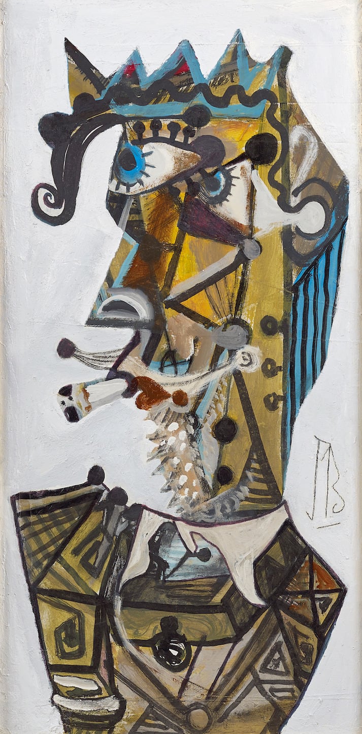 John Byrne RSA, Self Portrait with crown, 2021