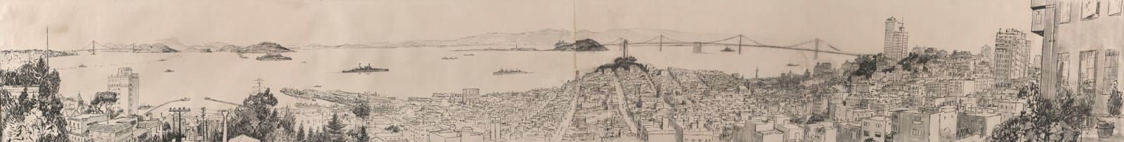 James McBey, Panoramic view of San Francisco, California, 1941