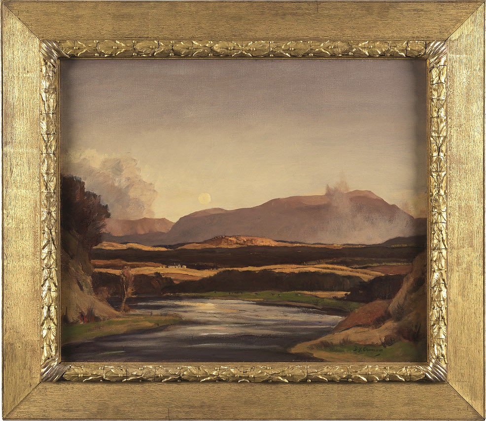 Sir David Young Cameron RA RSA HRSW RE, Moonrise in Badenoch