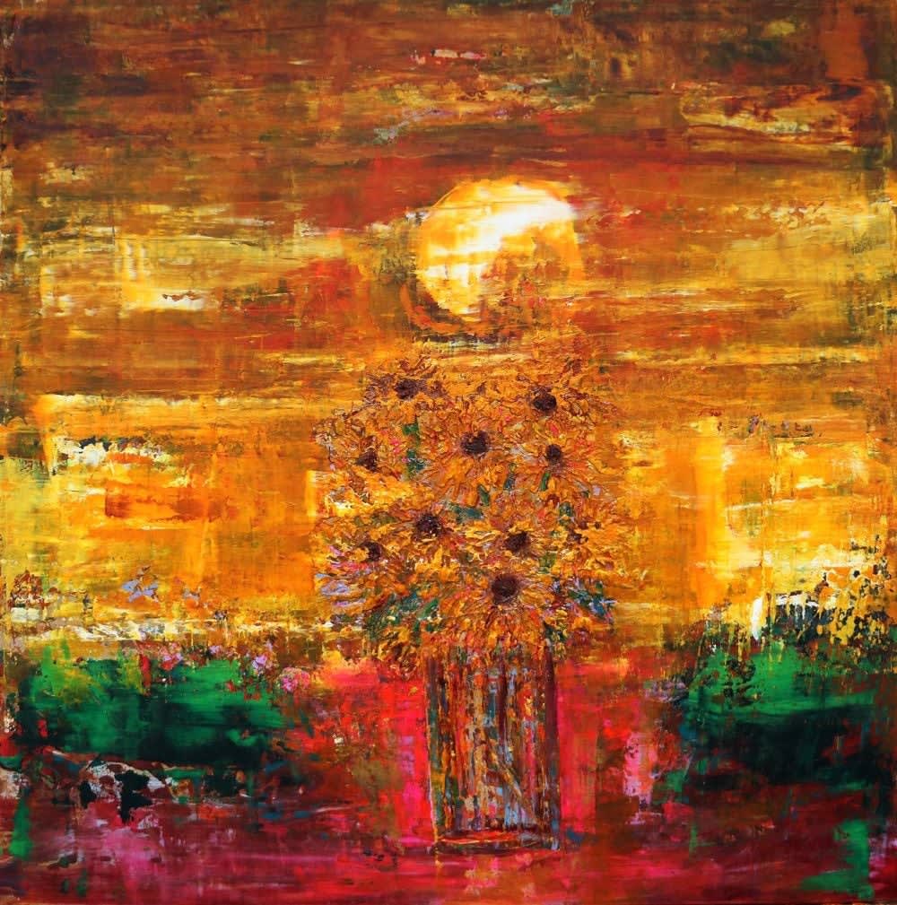 David Cottingham, Sunflowers At Sunset, 2025