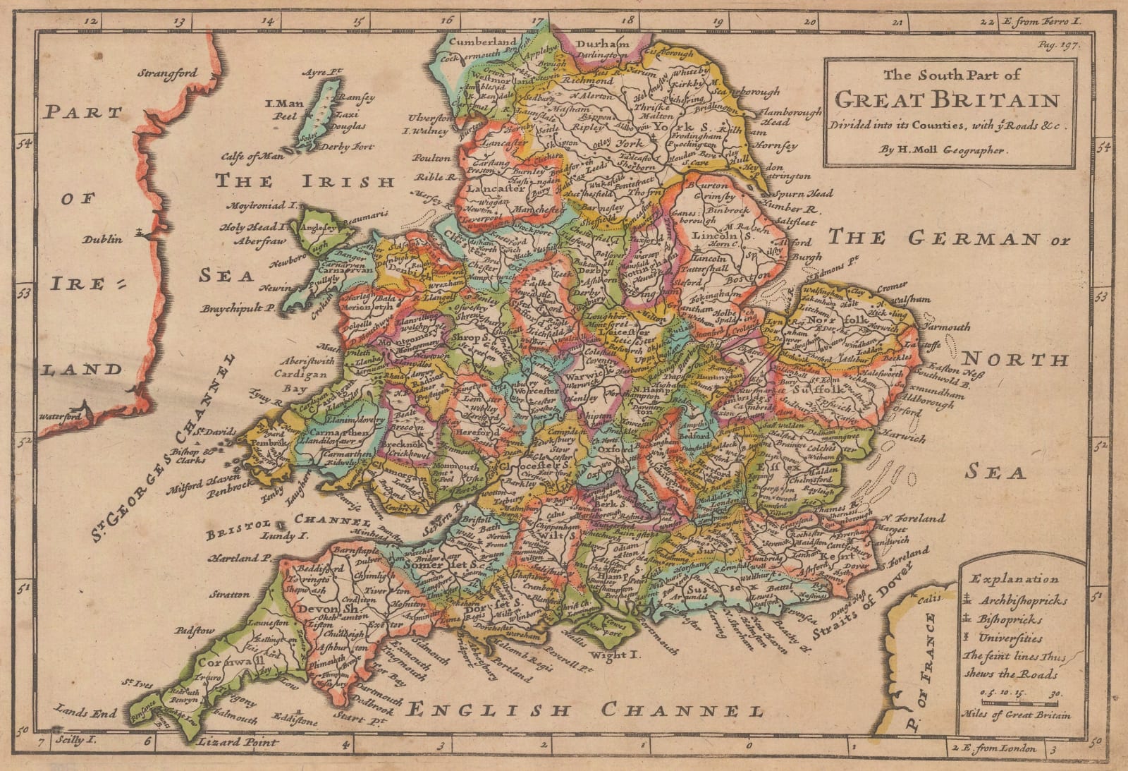 Herman Moll, England & Wales, 1708