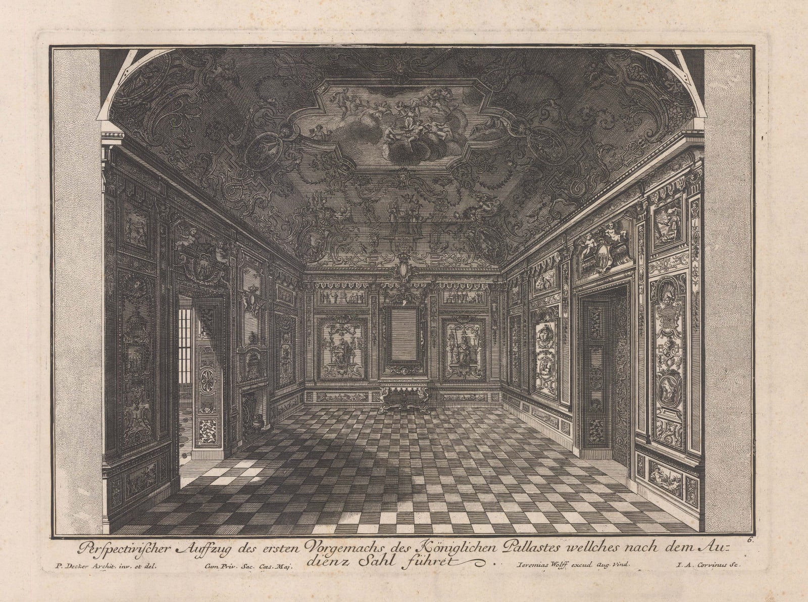 Paul Decker, Interiors - Baroque Wall Design, 1711