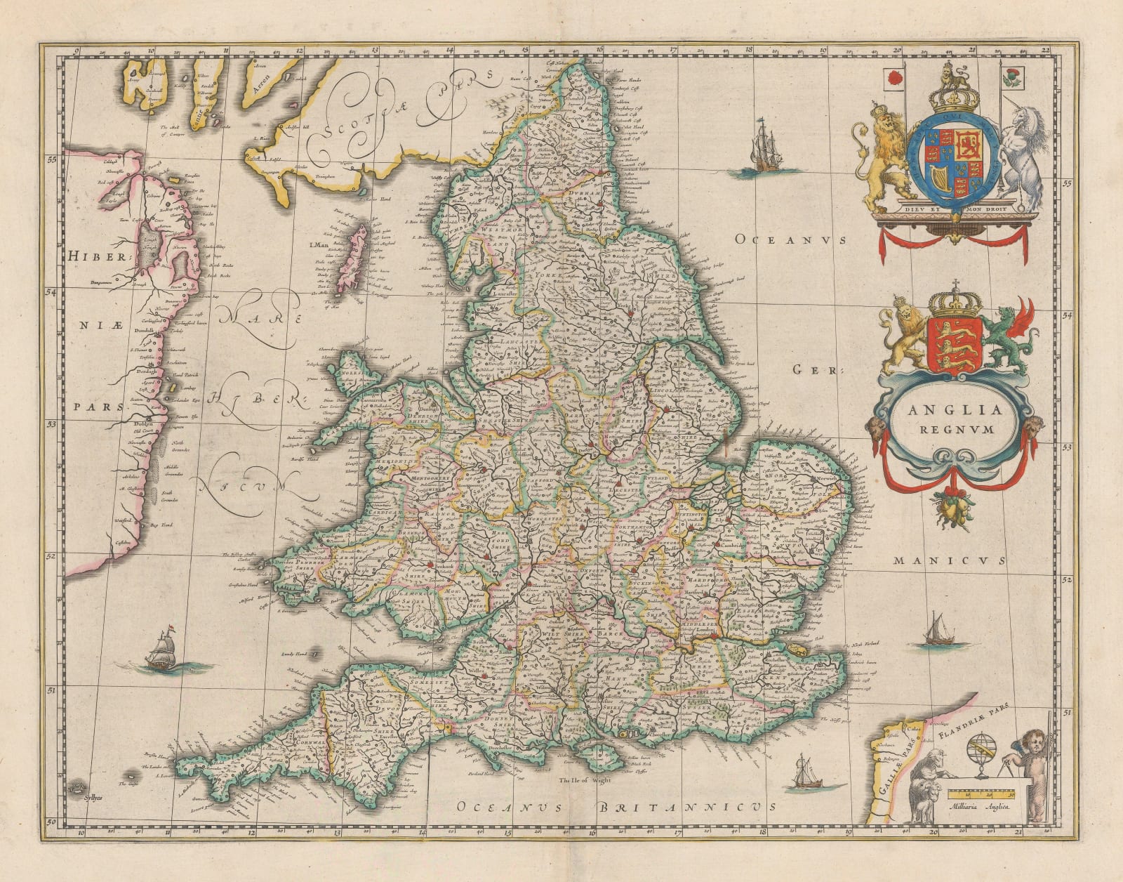 Willem & Jan Blaeu, England and Wales, 1648