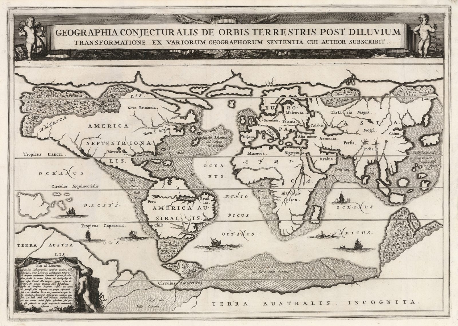 Athanasius Kircher, Geographia Conjecturalis de Orbis Terrestris Post Diluvium, 1675