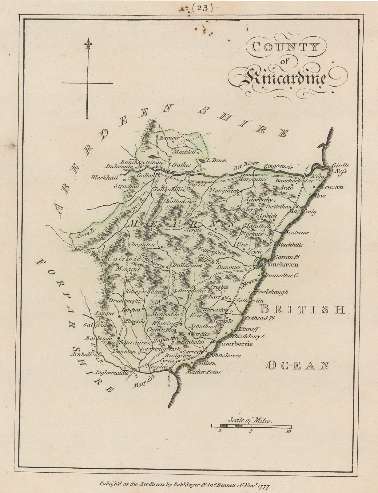 Sayer & Bennett, Kincardineshire, 1777