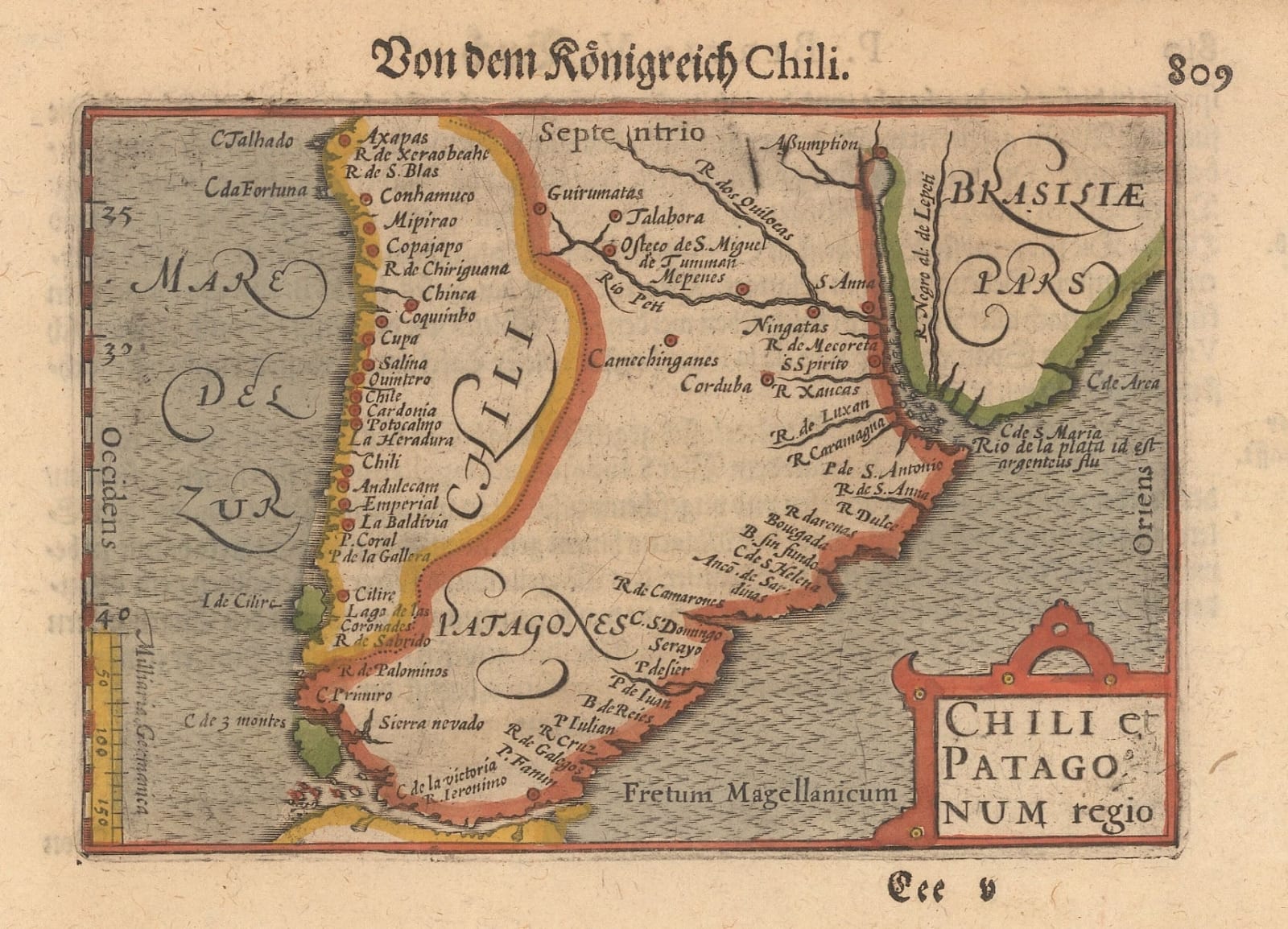 Petrus Bertius, Chile and Argentina, 1612