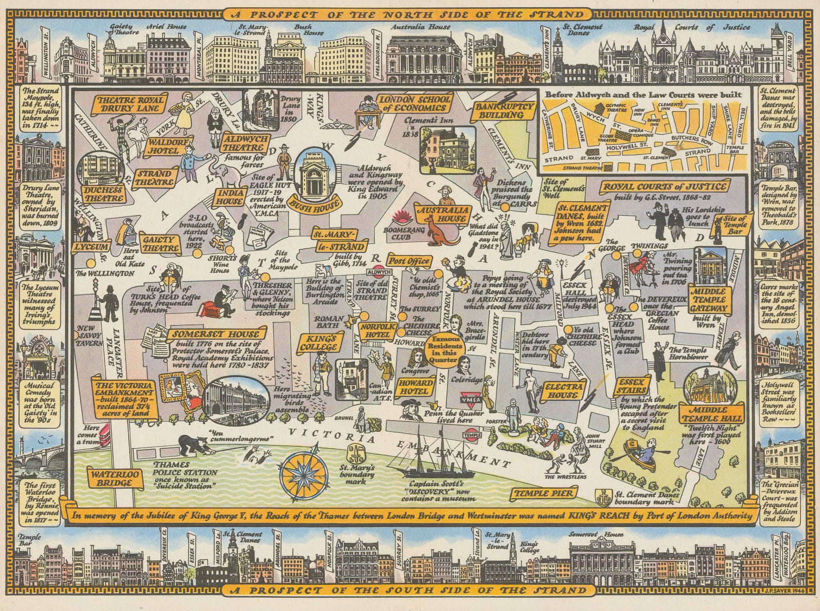 J.P. Sayer, The Strand - Waterloo Bridge to Temple Bar, 1946
