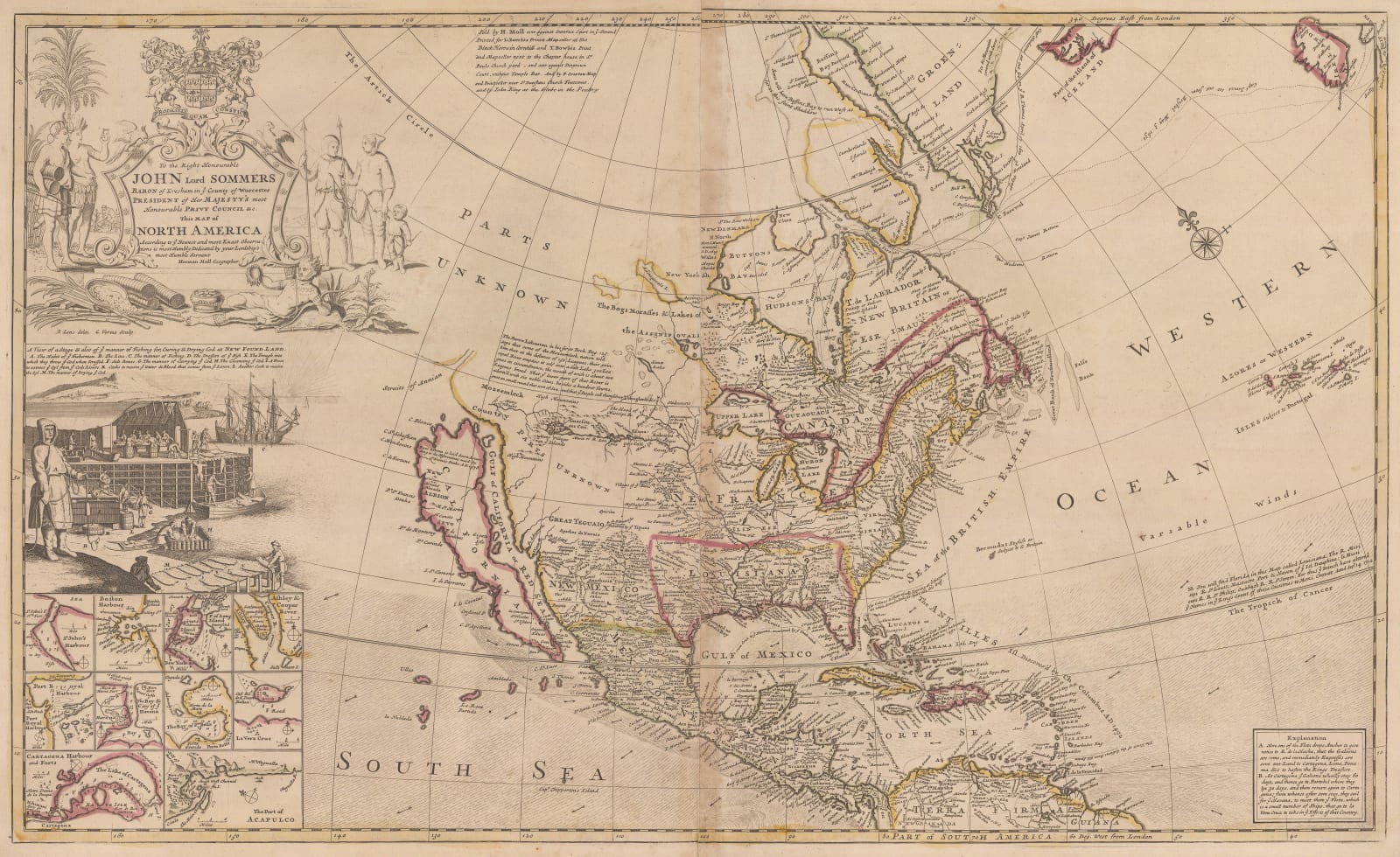 Herman Moll, Cod Fisheries of North America, 1733 c