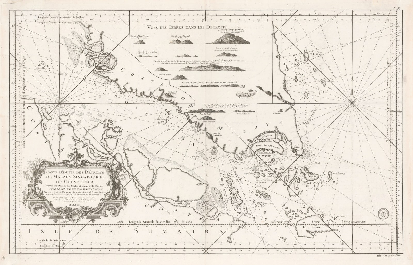 Jacques-Nicolas Bellin, Singapore and the Straits of Malacca , 1755