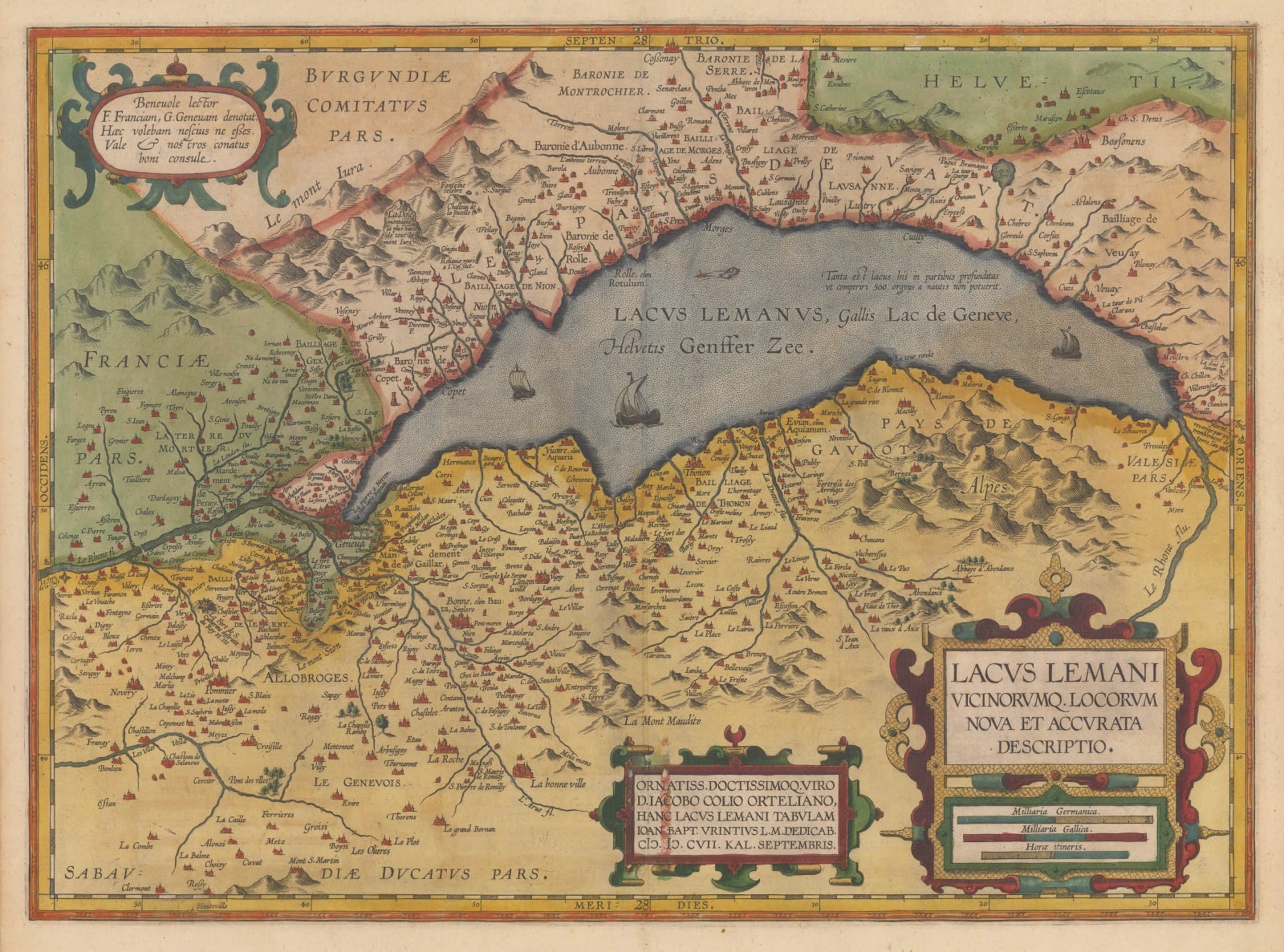 Abraham Ortelius, Lake Geneva, 1609