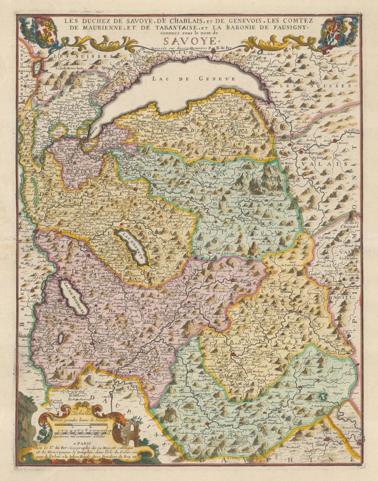 Nicolas de Fer, Savoie & the French Alps, 1709
