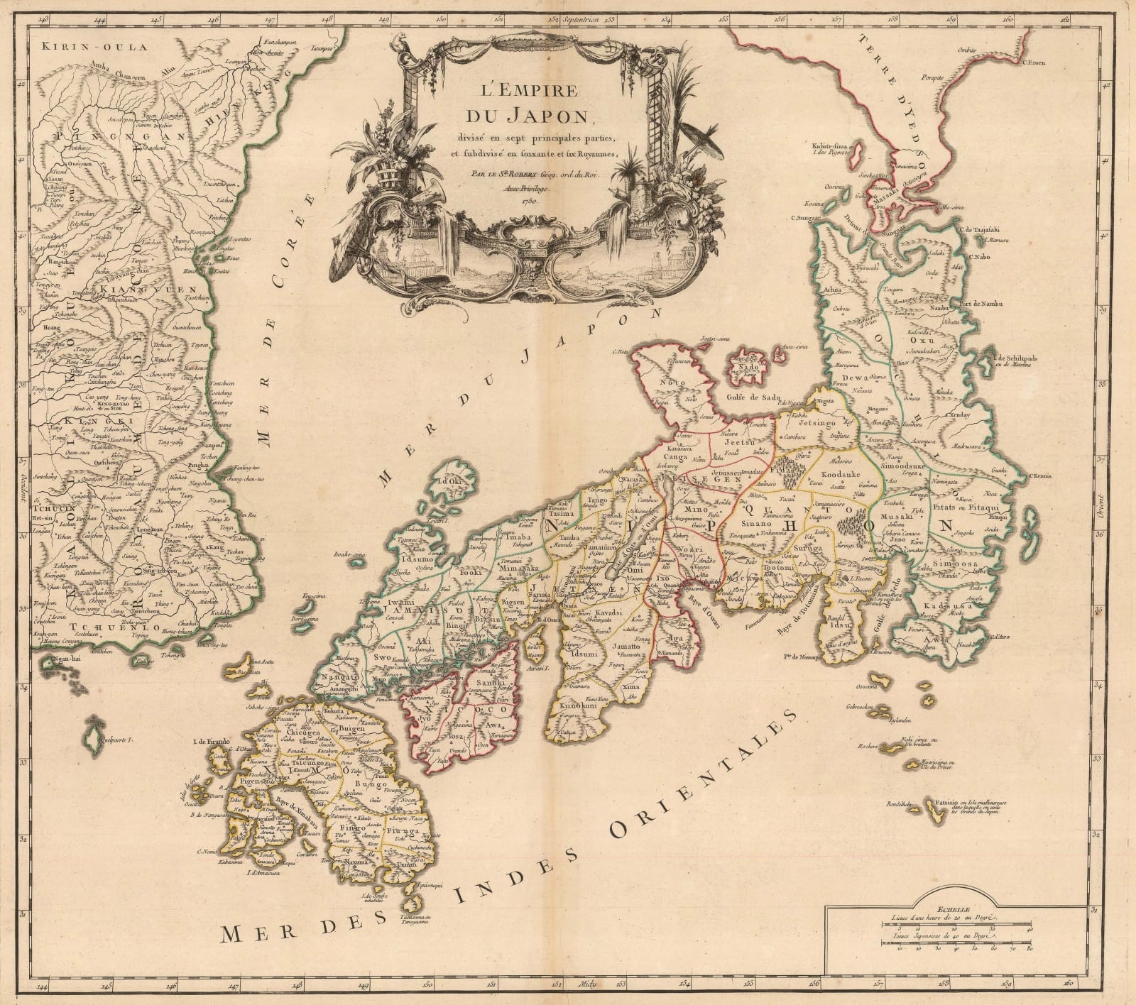 Robert de Vaugondy, Japan and Korea, 1750