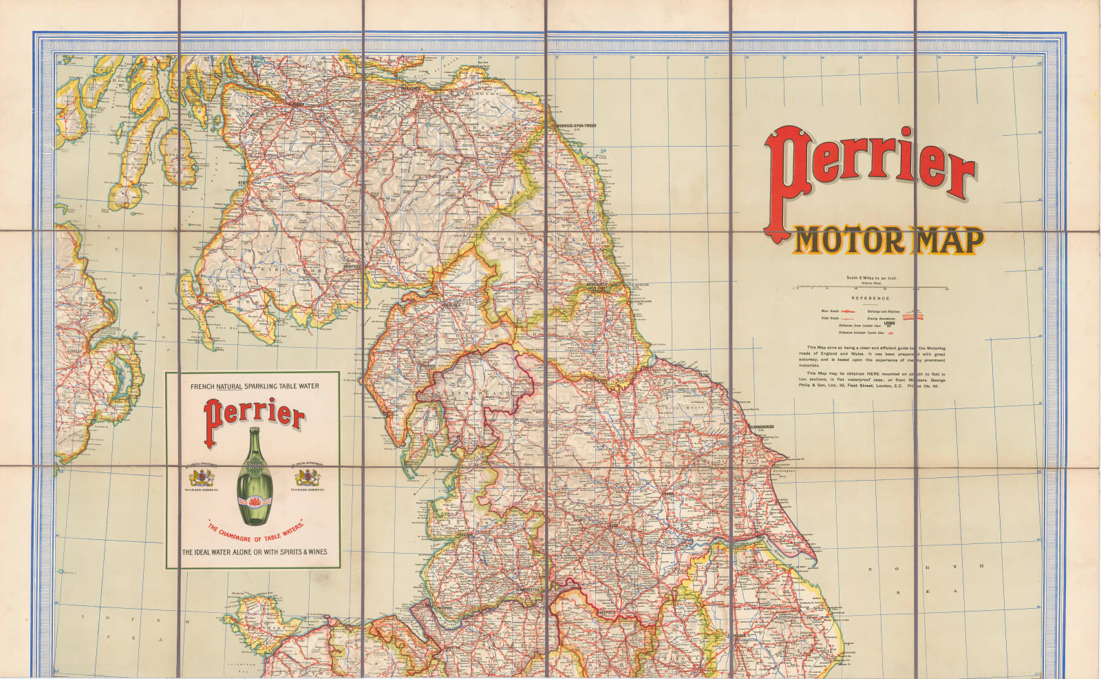 George Philip & Son Ltd., Perrier Motor Map of England & Wales, 1906 (c.)