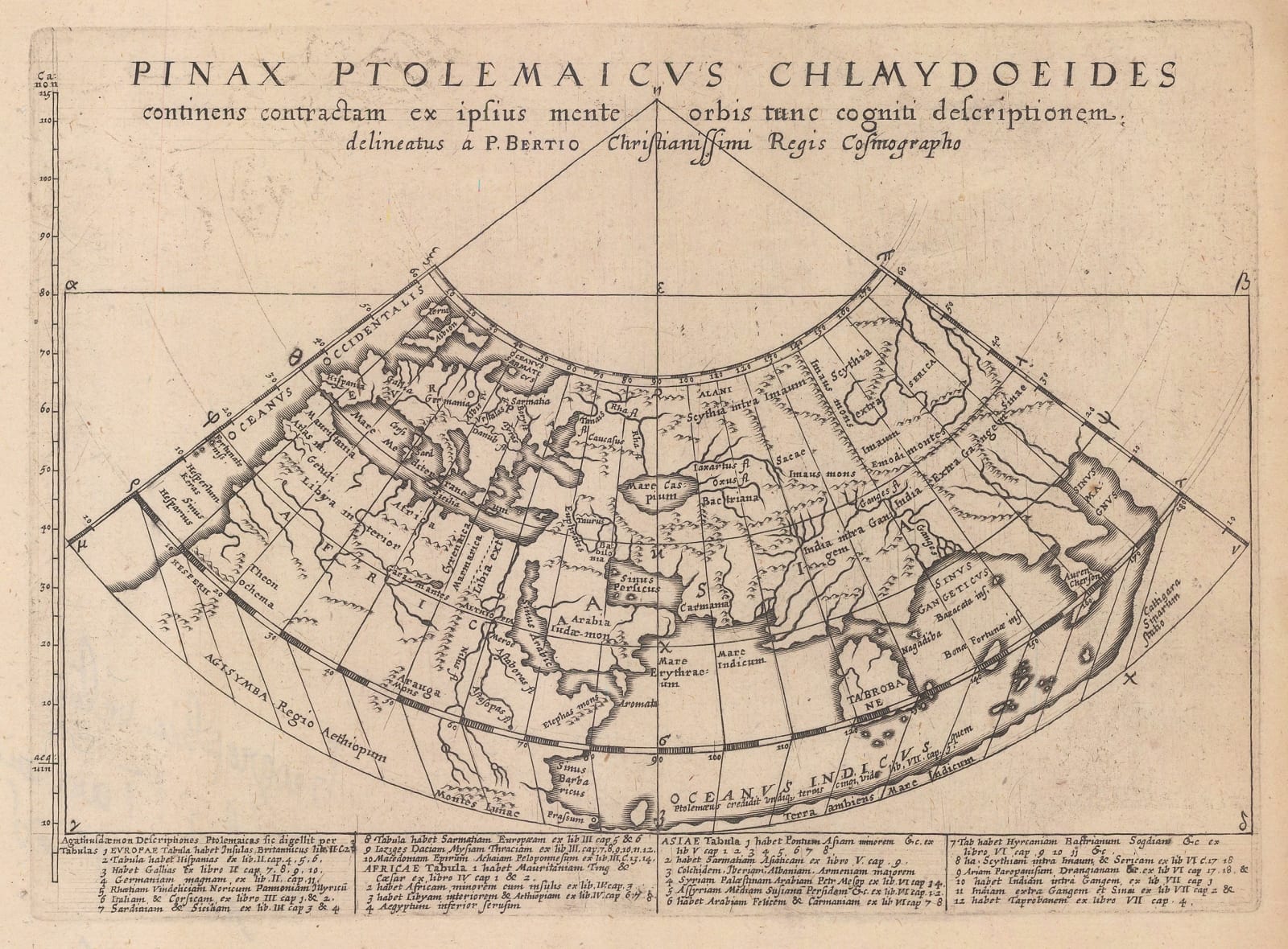 Petrus Bertius, Ptolemaic World Map as it was known in Classical Times, 1628
