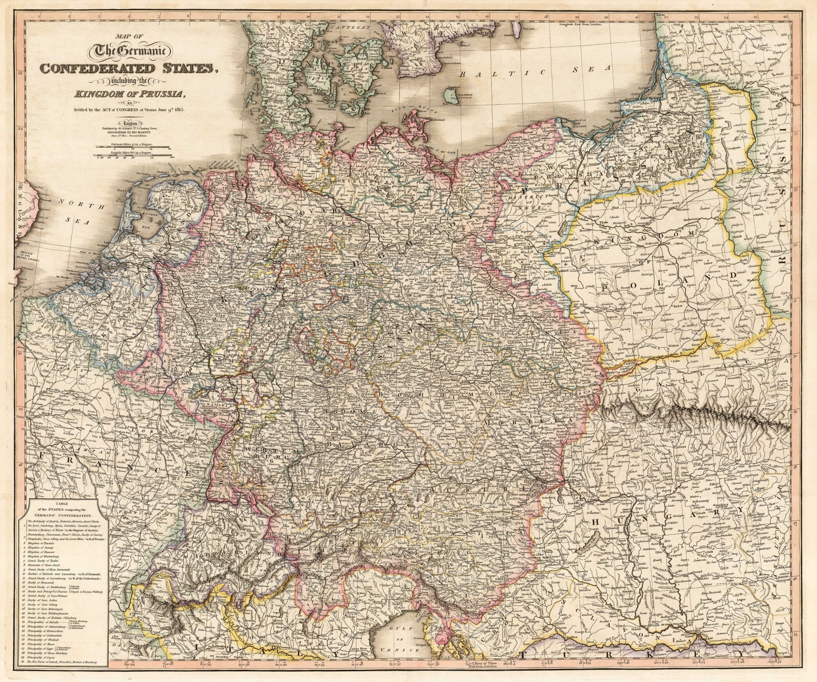 William Faden, German Confederation, 1820