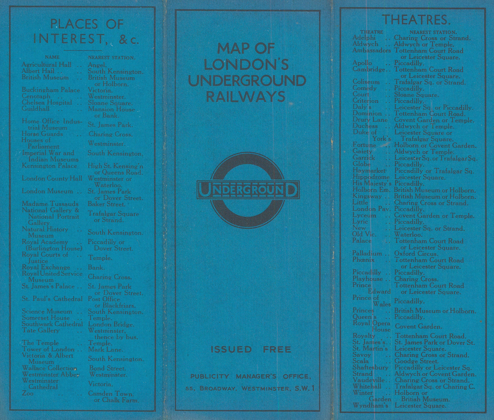 Fred H. Stingemore, Map of London's Underground Railways, 1930