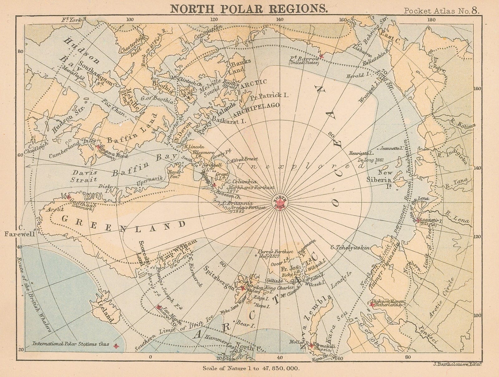J.G. Bartholomew, North Polar Regions, 1887