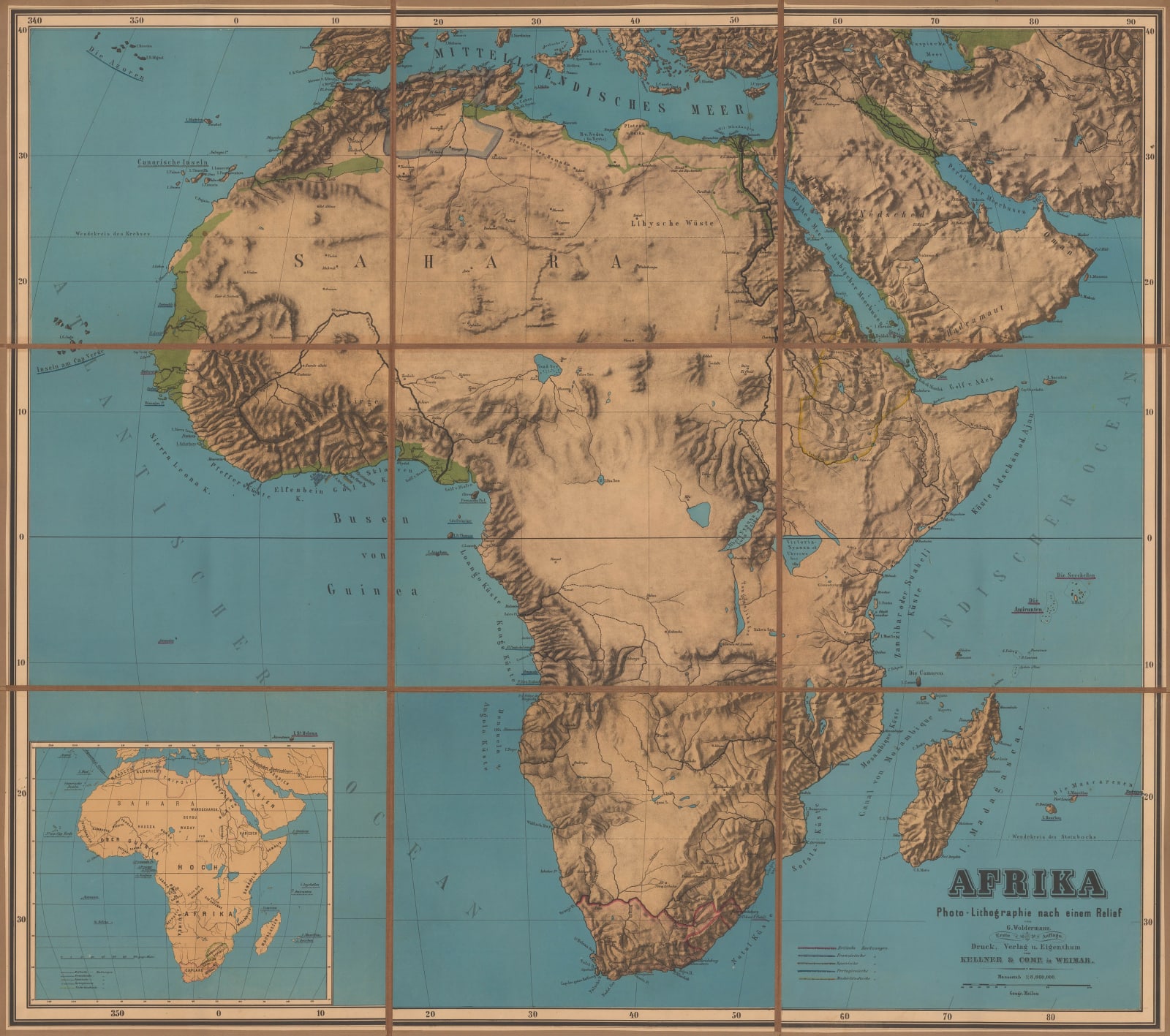 G. Woldermann, Folding wall map of Africa, 1870 c.