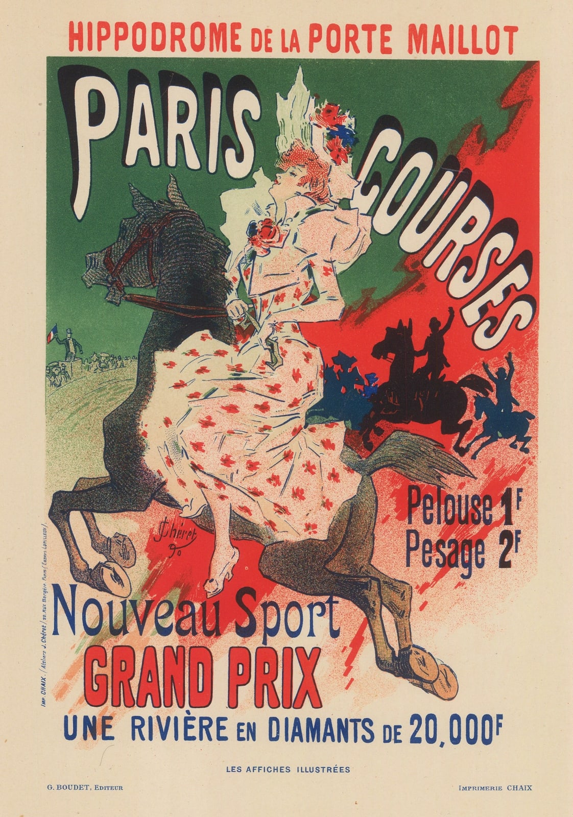 Jules Cheret, Horse Racing - Longchamp Racecourse, 1896 c.
