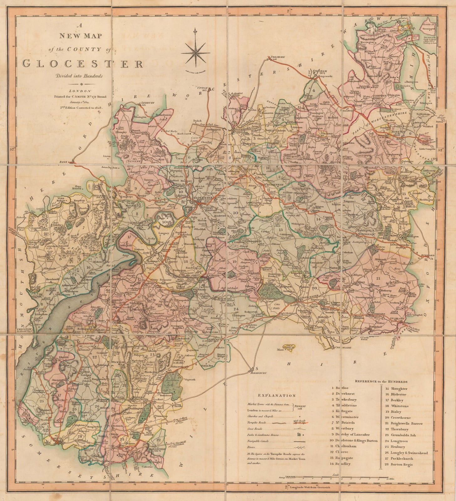 Charles Smith, A New Map of the County of Gloucestershire, 1808