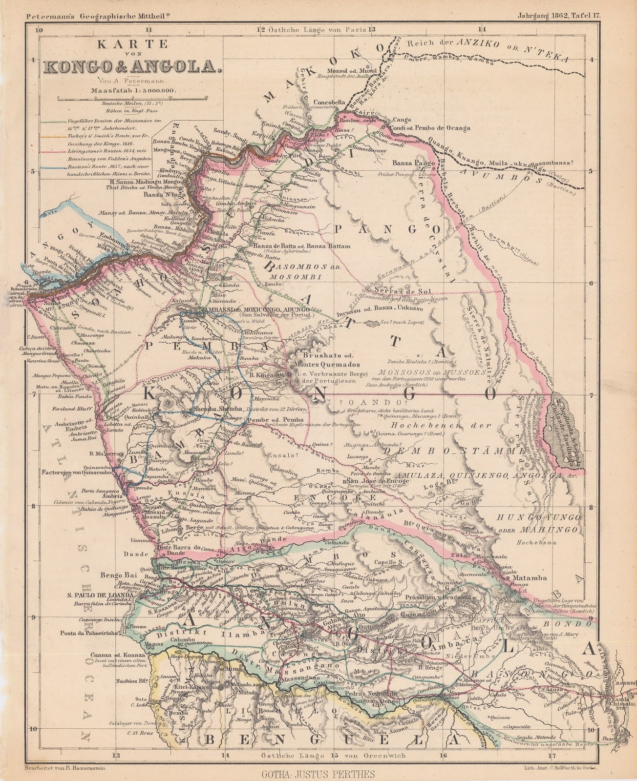 Justus Perthes, Exploration of Congo & Angola, 1862