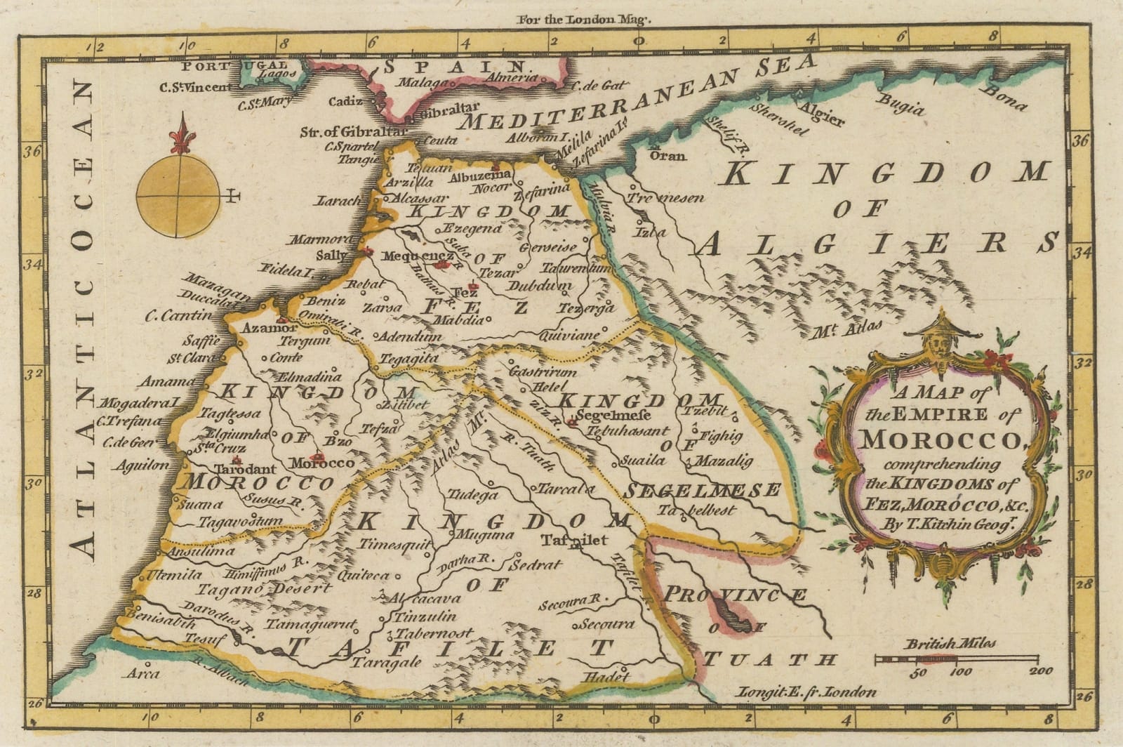 London Magazine, Morocco divided into the four historic kingdoms, 1760