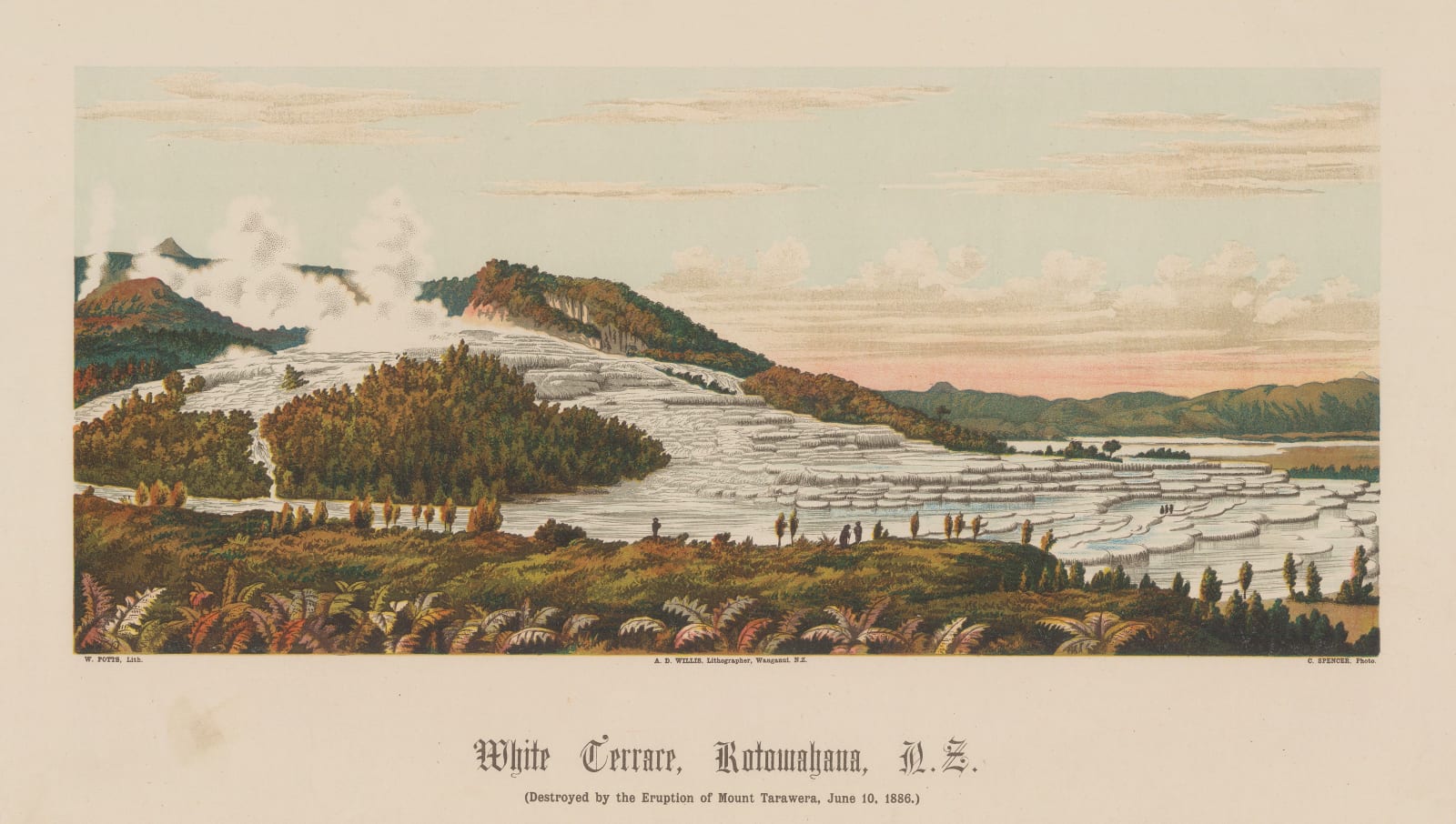 Edward Wakefield, New Zealand - Lake Rotomahana, White Terrace (Te Tarata), 1889