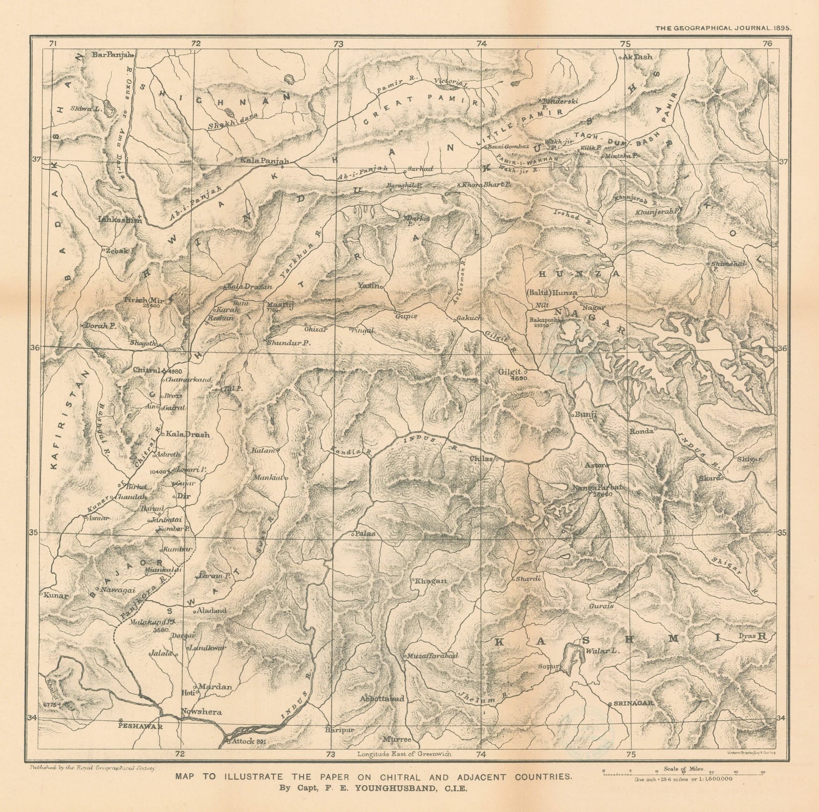 Royal Geographical Society (RGS), Map to Illustrate the Paper on Chitral and Adjacent Countries, 1895