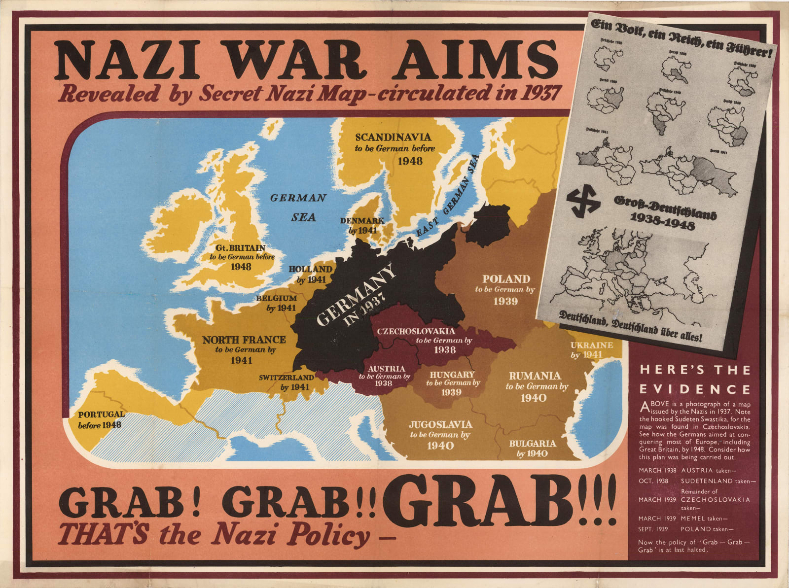 Anonymous, Nazi War Aims: Grab! Grab! GRAB!!!, 1939 c.